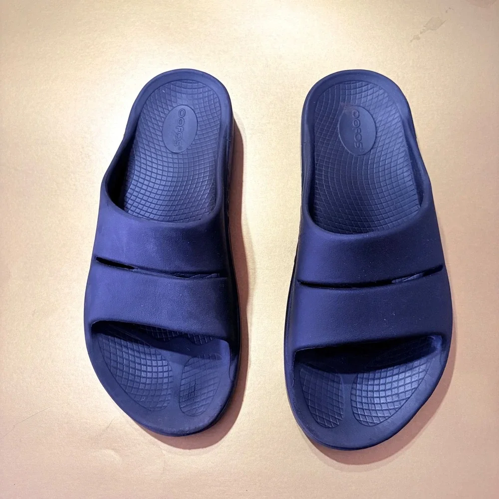 OOFOS OOahh Slide Sandals Black Recovery Footwear Mens 11 Womens 13 EU 44